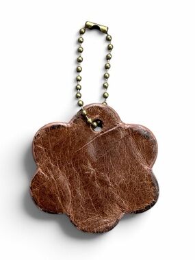 Boho Leather Flower Bag Charm Keychain